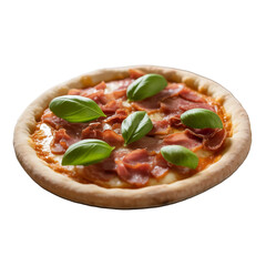A delicious pizza on white background
