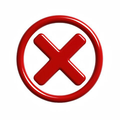 Obraz premium Glossy Red 'X' Mark Symbol Inside a Circular Frame, Indicating Rejection or Error