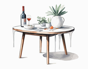 Beautiful Wooden Table vector with simple white background