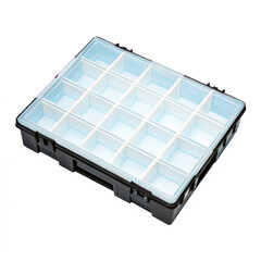 Organized storage in plastic tool box, efficient workspace