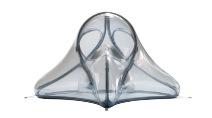 Close up of a futuristic transparent mask with a unique design on a black background