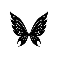 Butterfly wings icon on transparent background silhouette