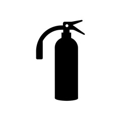 Black fire extinguisher on transparent background silhouette