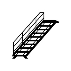 Metal staircase black on transparent background silhouette