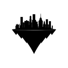 Cityscape silhouette on transparent background