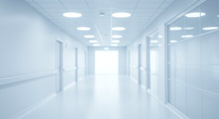 Bright and Clean Empty minimal Hospital Corridor with Modern Interior for Healthcare Concept