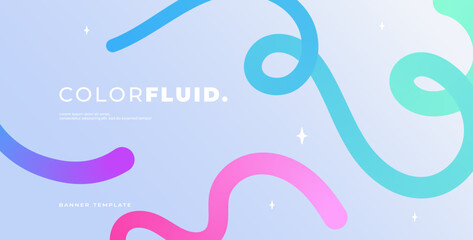 Pastel color fluid brush banner, smooth line gradient  drawing, design element, abstract, curvy lines, background