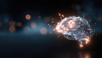 Abstract glowing brain, network of connections