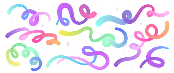 Pastel color fluid brush, smooth line gradient  drawing, design element, abstract, curvy lines