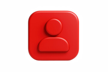 Stylized 3D Red User Icon with Rounded Corners Representing Profile and Identity