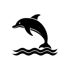 Dolphin jumping water on transparent background silhouette