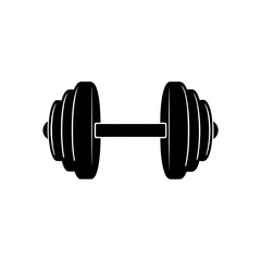 Isolated dumbbell icon on transparent background silhouette