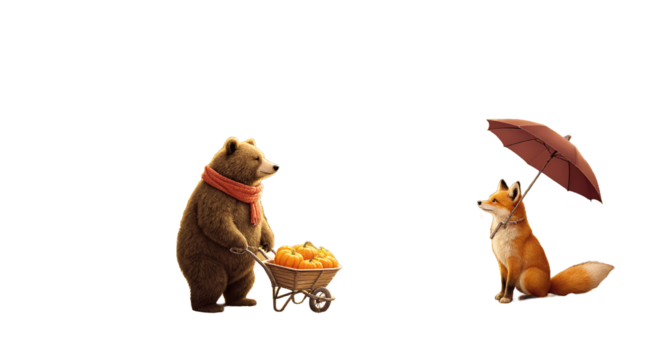 Autumn Harvest Whimsical Forest Friends Fall Colors