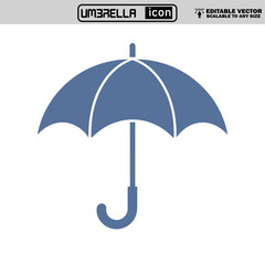 Classic black umbrella icon silhouette symbolizing protection against rain and weather elements