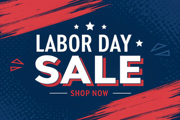 Labor Day Sale banner with American flag colors, promoting a limited time offer to shop now.