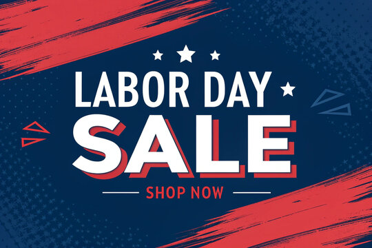 Labor Day Sale banner with American flag colors, promoting a limited time offer to shop now.