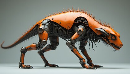 Futuristisches Roboter-Tier mit oranger Panzerung 
