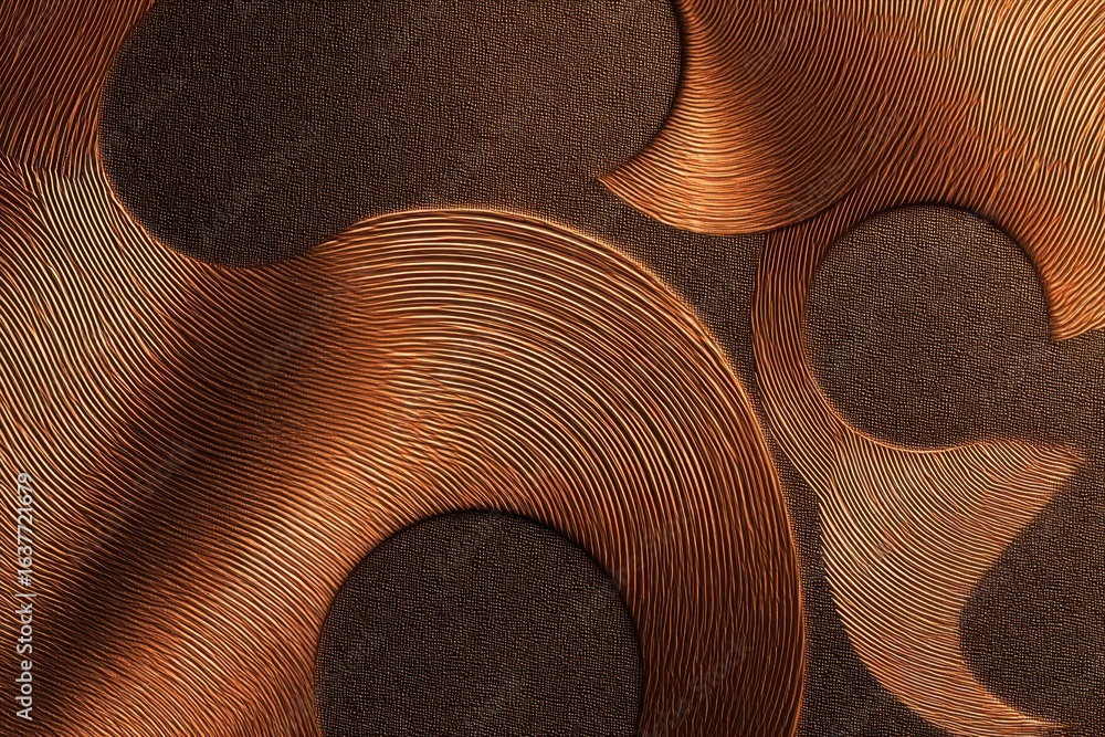 Poster elegant metallic abstract design showcasing swirling patterns in copper tones on a textured backgrou