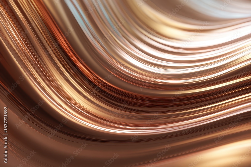 Poster fluid copper waves create a stunning abstract display of colors and movement in a warm, ambient sett