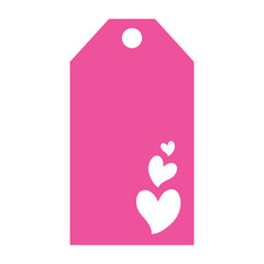 Etiqueta de precio con silueta de corazones en espacio negativo, para regalos de San Valentín, boda o cumpleaños 