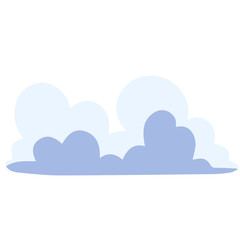 Row of small rounded blue clouds connected in wave-like form, great for cartoon-style sky illustrations and weather designs.