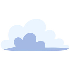 Wide rounded blue cloud with gentle curves and flat base, great for sky illustrations, backgrounds, and nature-inspired designs.
