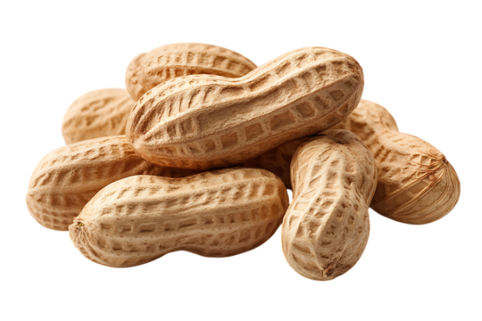 Pile of whole peanuts in shells transparent PNG isolated background