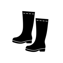 Pair of black boots on transparent background silhouette