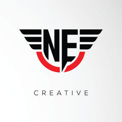 NE Creative Wings Letter Logo with Modern Shield - Powerful Business and Branding Symbol