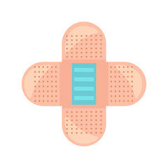 Adhesive Bandage Icon – Vector Flat Design on White Background. Simple and clean medical graphic representing wound care, first aid, and healthcare. Ideal for hospital signage and infographics.
