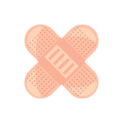Adhesive Bandage Icon – Vector Flat Design on White Background. Simple and clean medical graphic representing wound care, first aid, and healthcare. Ideal for hospital signage and infographics.