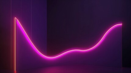Glowing Financial Analysis Chart with Smooth Curved Lines in a Dark Purple Room