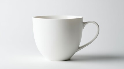 Obraz premium Elegant White Ceramic Mug Isolated on White Background, Perfect for Coffee, Tea or Hot Beverages