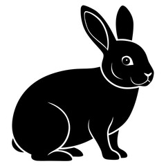 Fototapeta premium Black silhouette of a netherland dwarf rabbit