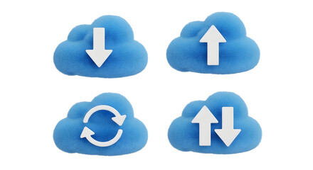 Cloud Up and Down Arrows Icons Set