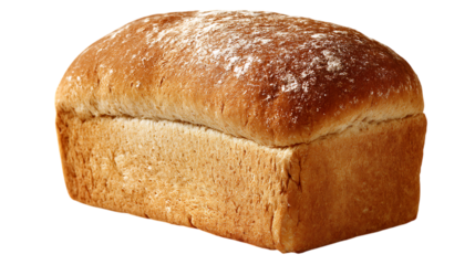 Loaf of whole wheat bread dusted with flour transparent PNG isolated background