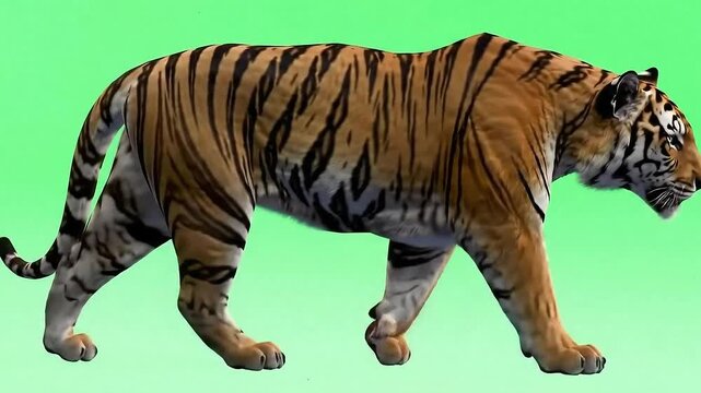Tiger animation sequence for VFX or motion graphics projects and illustration
