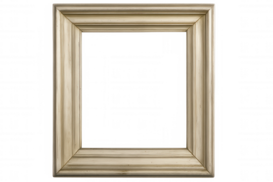 Classic wooden picture frame with transparent background, perfect for showcasing artwork or photos