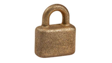 Golden padlock isolated on transparent background
