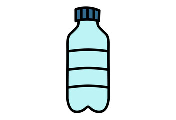 Simple illustration of plastic bottle for beverage, recycling, and environmental protection design use