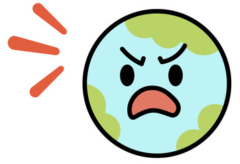 Angry Earth character illustration for environmental protection, climate change, and eco awareness campaigns