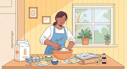 Smiling senior woman and younger person cooking a healthy meal together in a kitchen