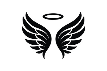 Obraz premium Angel Wings with Halo Tattoo Design