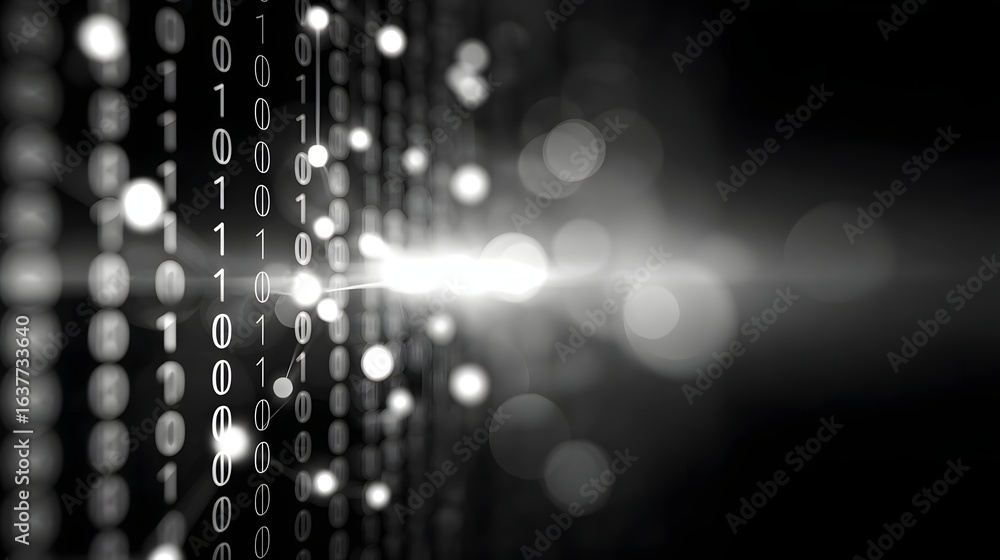 Aufkleber binary code background with light effects.