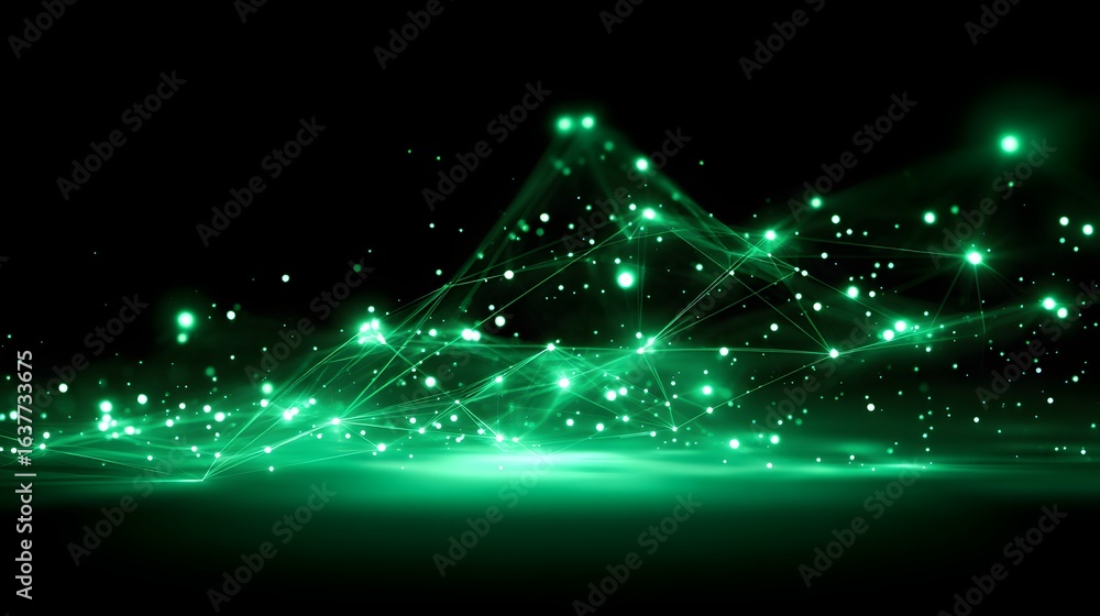 Aufkleber abstract design with glowing green lines and points.