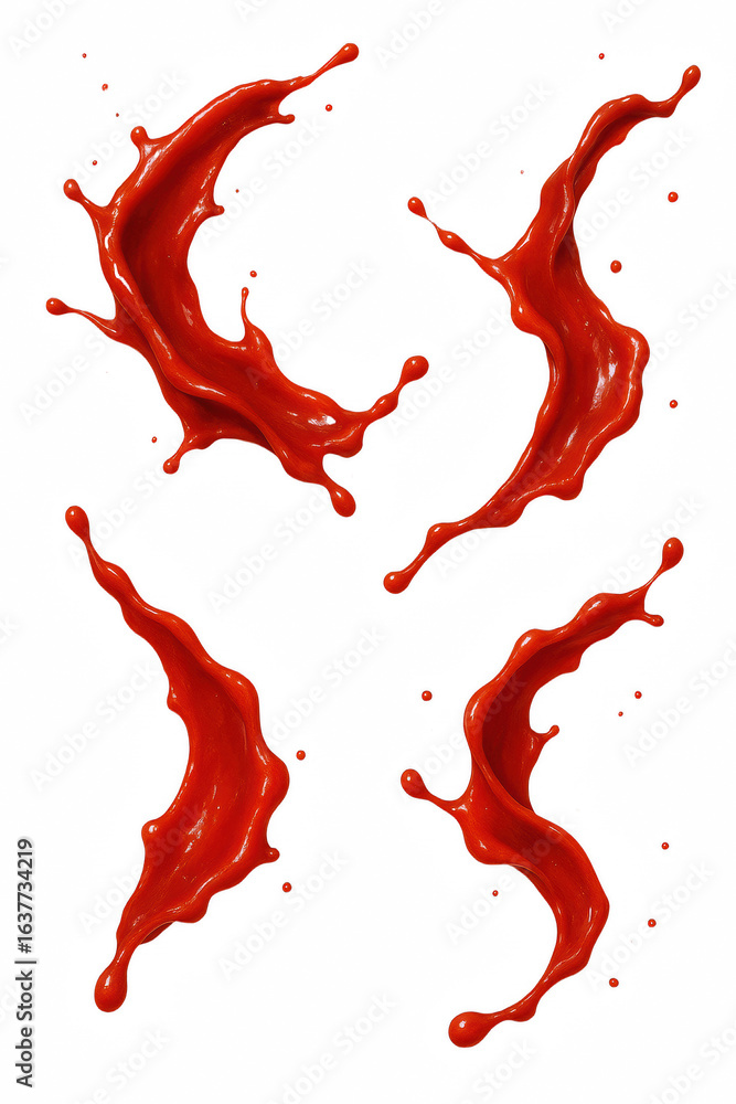Poster dynamic red liquid splashes capturing fluid motion and energetic movement in a visually striking com