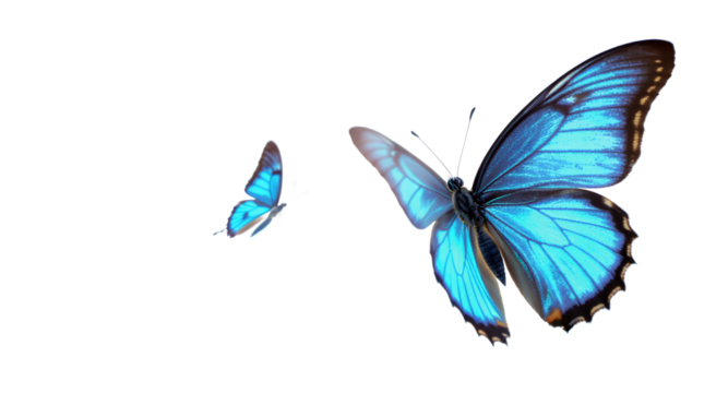 Stunning Blue Morpho Butterflies in Flight High-Resolution Image for Commercial Use