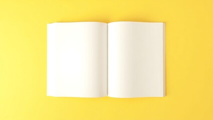 Open Pages Book with Bright Yellow Backdrop