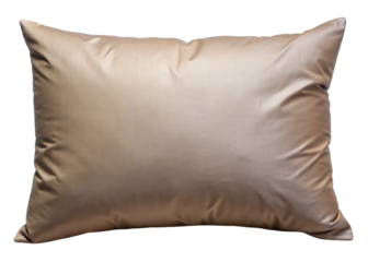 Taupe pillow with case after guest's use at hotel or resort room isolated on white background in png file format, Concept of confortable and happy sleep in daily life