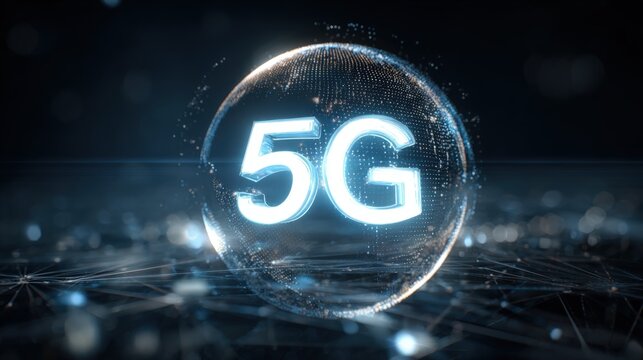 5G Network Technology: Global Connectivity and High-Speed Data Transmission with Futuristic Digital Sphere Visualization